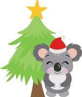 Holiday koala with Christmas tree vector