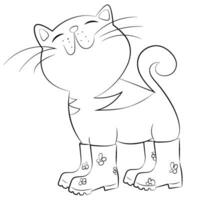 Outline cat in autumn boots coloring vector