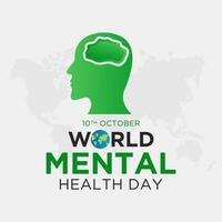 Vector illustration of World mental health day. October 10. Green awareness ribbon icon vector isolated on a white background. Health awareness concept for banner banner design.