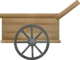 Wooden cart for carrying gardening equipment vector