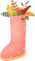 Cute pink boots for autumn vector