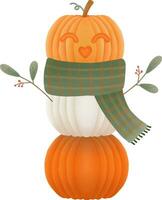 Pumpkins are used to make scarecrows. vector