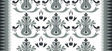 Motif ethnic handmade beautiful Ikat art. Ethnic floral background art. Black White embroidery, Peruvian, Indian, Asia, Moroccan, Turkey, and Uzbek style. Aztec geometric art ornament print. vector