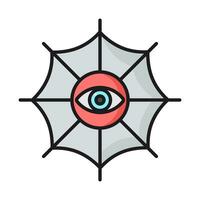 evil eye spider web icon,halloween isolated white background. vector