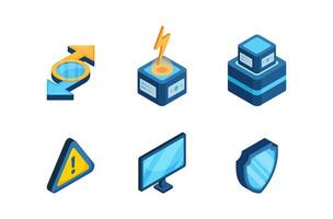 Data analysis element isometric icons set. vector