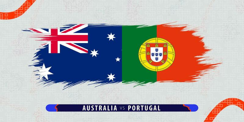Australia vs Portugal, international rugby match illustration in brushstroke style. Abstract grungy icon for rugby match.