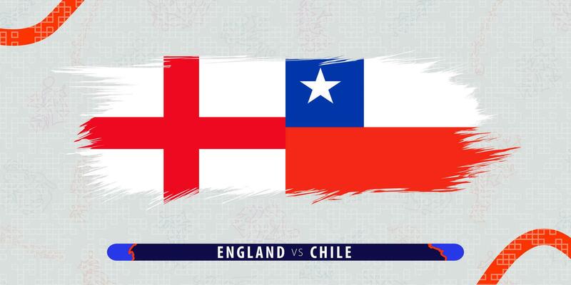 England vs Chile, international rugby match illustration in brushstroke style. Abstract grungy icon for rugby match.