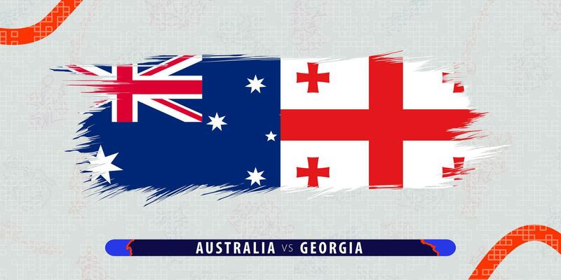Australia vs Georgia, international rugby match illustration in brushstroke style. Abstract grungy icon for rugby match.