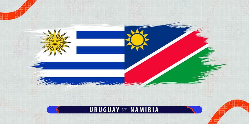Uruguay vs Namibia, international rugby match illustration in brushstroke style. Abstract grungy icon for rugby match.