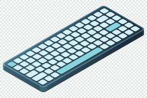 Isometric computer keyboard. Personal computer hardware components. Modern computer keyboard. Vector illustration