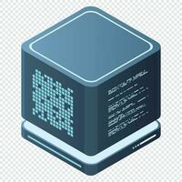 Isometric futuristic server. Isometric database or data center. Abstract blockchain. Computer storage. Cloud storage. Vector illustration