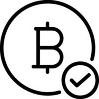 bitcoin aceptado línea icono vector