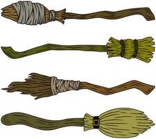 illustration halloween cartoon Broom witch. vector