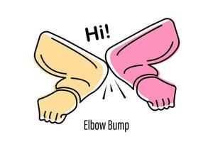 Elbow bump. Virus protection. Elbow salutation. Isolated vector illustration.