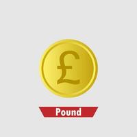 Gold pound coin. Means of payment, global currency, world economics, finances and investment concept. vector