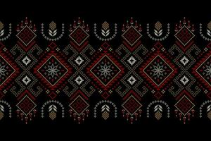 Cross stitch colorful geometric traditional ethnic pattern Ikat seamless pattern abstract design vector