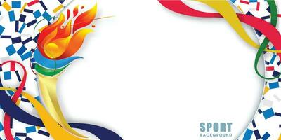 Gold Torch sport with wave background vector