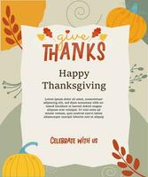 thanksgiving poster, flyer template vector