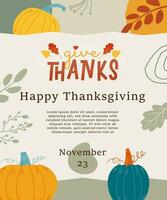 Thanksgiving day printable template for invitation or poster vector