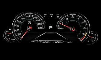 Car dashboard speedmeter technology design modern futuristic on boack background vector