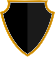 Black shield design with gold frame png