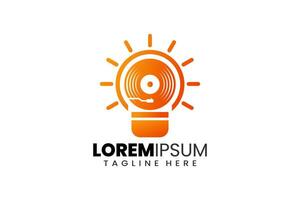 Creative music bulb lamp logo template designs vector