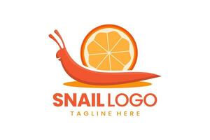 Flat modern logo snail orange fruit logo template vector