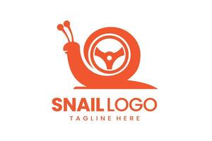 Flat modern simple logo snail driver logo template vector