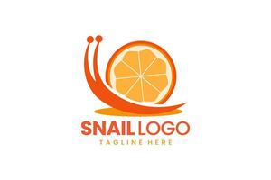 Flat modern logo snail orange fruit logo template vector