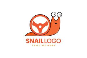 Flat modern simple logo snail driver logo template vector