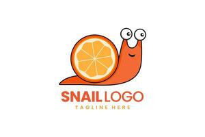 Flat modern logo snail orange fruit logo template vector