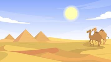 cartone animato illustrazione di il deserto con cammelli video