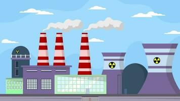 nuclear power plant with smoke stacks and a nuclear reactor video