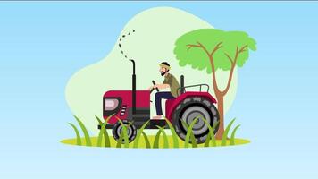 a man is driving a tractor in the field video