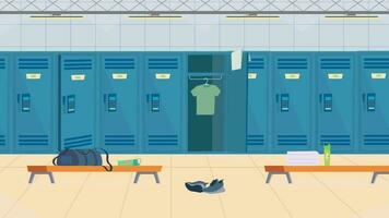 an illustration of a locker room with blue lockers video