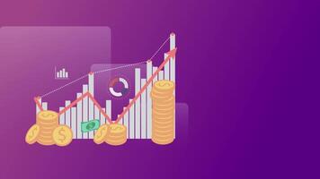 a graphic of a graph with coins and money video