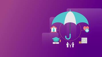 an illustration of an umbrella with icons around it video