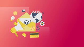 das Email Marketing ist gezeigt mit Symbole und andere Artikel video