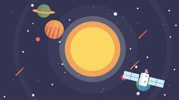 an illustration of a satellite and a planet in space video