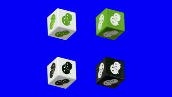 WeChat, Weixin 3D Cube Rotating in Different Color Combinations, 3D Rendering, Chroma Key, Luma Mate Selection of Cubes video