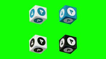 Telegram 3D Cube Rotating in Different Color Combinations, 3D Rendering, Chroma Key, Luma Mate Selection of Cubes video