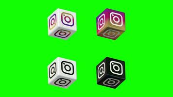 Instagram 3D Cube Rotating in Different Color Combinations, 3D Rendering, Chroma Key, Luma Mate Selection of Cubes video