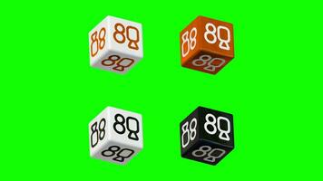 kuaishou 3d kubus roterend in verschillend kleur combinaties, 3d weergave, chroma sleutel, luma maat selectie van kubussen video
