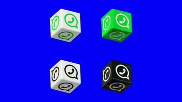 WhatsApp 3D Cube Rotating in Different Color Combinations, 3D Rendering, Chroma Key, Luma Mate Selection of Cubes video