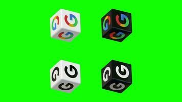 Google 3D Cube Rotating in Different Color Combinations, 3D Rendering, Chroma Key, Luma Mate Selection of Cubes video