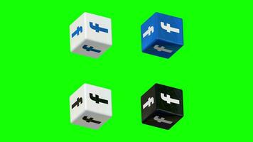 Facebook, FB 3D Cube Rotating in Different Color Combinations, 3D Rendering, Chroma Key, Luma Mate Selection of Cubes video