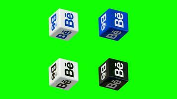 behance 3d cubo rotativo dentro diferente cor combinações, 3d Renderização, croma chave, luma companheiro seleção do cubos video