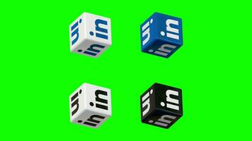 LinkedIn 3D Cube Rotating in Different Color Combinations, 3D Rendering, Chroma Key, Luma Mate Selection of Cubes video