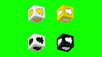 snapchat 3d cube tournant dans différent Couleur combinaisons, 3d le rendu, chrominance clé, luma camarade sélection de cubes video