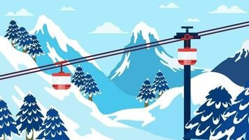 uma esqui lift dentro a montanhas com árvores e neve video